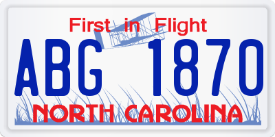 NC license plate ABG1870