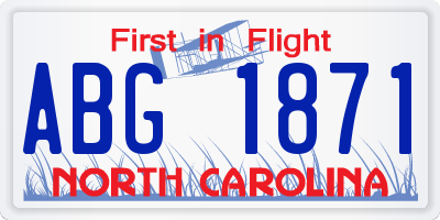 NC license plate ABG1871
