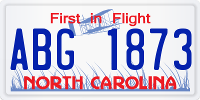 NC license plate ABG1873