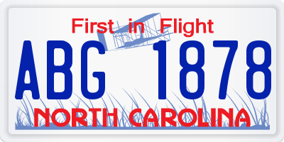 NC license plate ABG1878