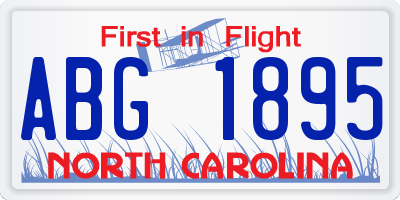 NC license plate ABG1895