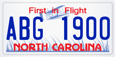 NC license plate ABG1900
