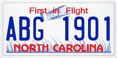 NC license plate ABG1901
