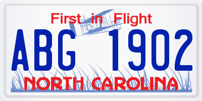 NC license plate ABG1902