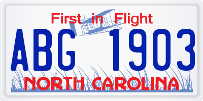 NC license plate ABG1903