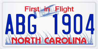 NC license plate ABG1904