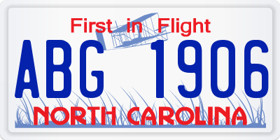 NC license plate ABG1906