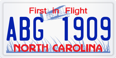 NC license plate ABG1909