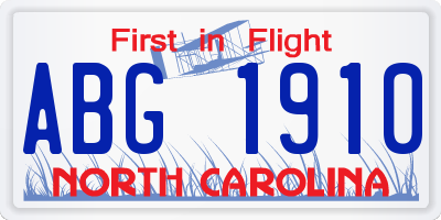 NC license plate ABG1910