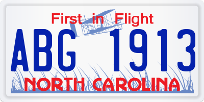 NC license plate ABG1913