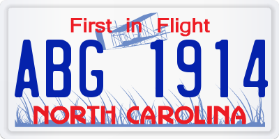 NC license plate ABG1914