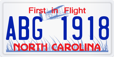 NC license plate ABG1918