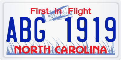 NC license plate ABG1919