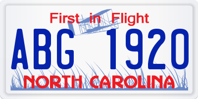 NC license plate ABG1920