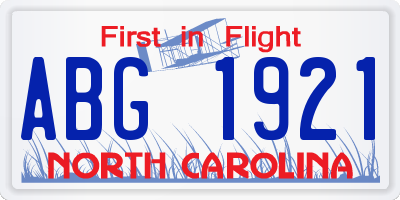 NC license plate ABG1921