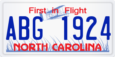 NC license plate ABG1924