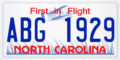 NC license plate ABG1929