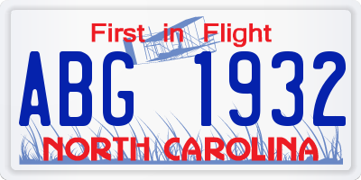 NC license plate ABG1932