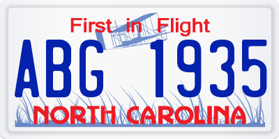 NC license plate ABG1935