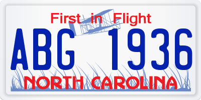 NC license plate ABG1936