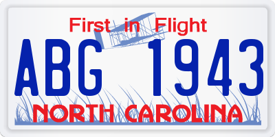 NC license plate ABG1943