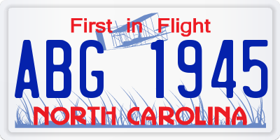 NC license plate ABG1945