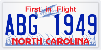 NC license plate ABG1949