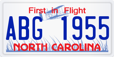 NC license plate ABG1955