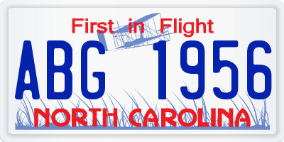 NC license plate ABG1956