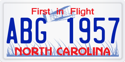 NC license plate ABG1957