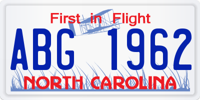 NC license plate ABG1962