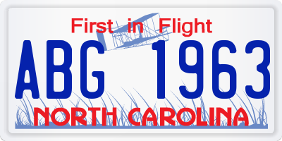 NC license plate ABG1963