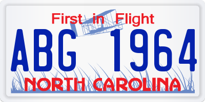 NC license plate ABG1964
