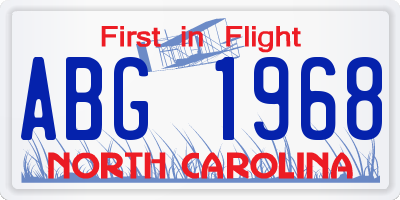 NC license plate ABG1968
