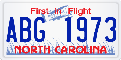 NC license plate ABG1973