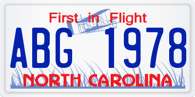 NC license plate ABG1978