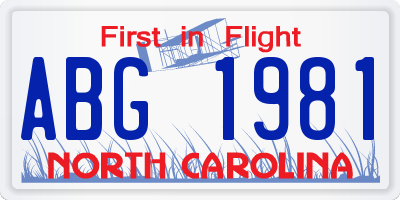 NC license plate ABG1981