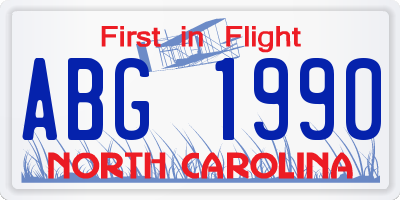 NC license plate ABG1990