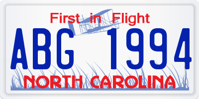 NC license plate ABG1994