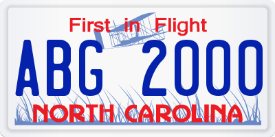 NC license plate ABG2000