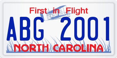 NC license plate ABG2001