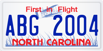 NC license plate ABG2004