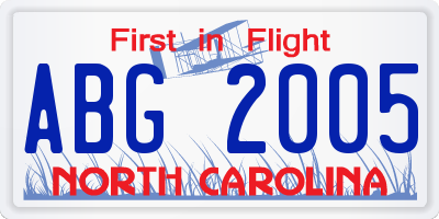 NC license plate ABG2005
