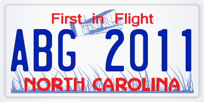 NC license plate ABG2011