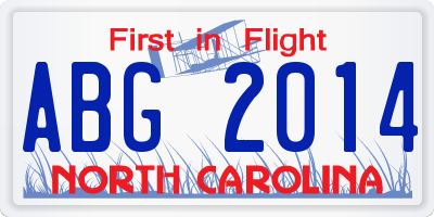 NC license plate ABG2014
