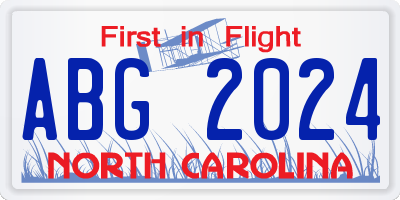 NC license plate ABG2024
