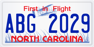NC license plate ABG2029