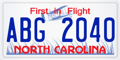 NC license plate ABG2040