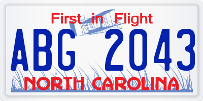 NC license plate ABG2043