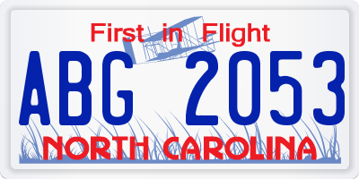 NC license plate ABG2053